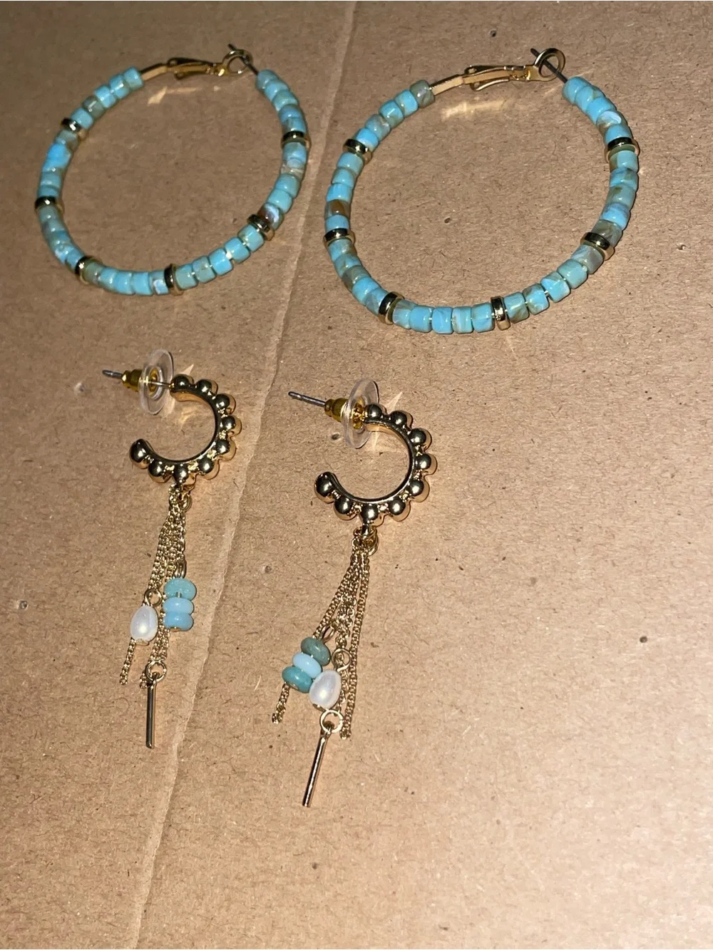 Free People Urban Turquoise Beaded & Gold-Tone Multi-Style Earring Bundle Set